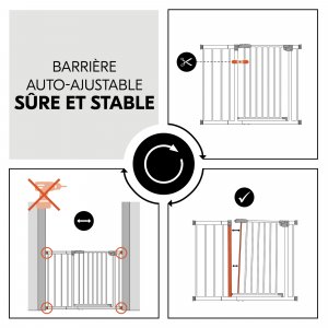 Barrière d'escalier clear step 2 avec extension +21 cm white Hauck