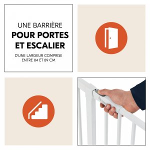 Barrière d'escalier open n stop 2 avec extention +9 cm white Hauck