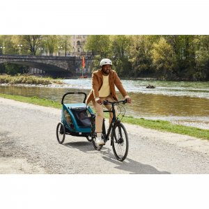 Remorque à vélo dryk duo ocean green Hauck
