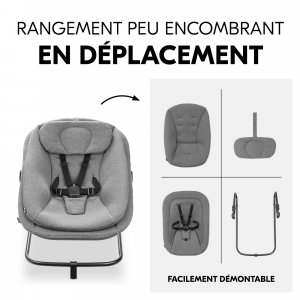Transat bébé pour chaise haute arketa bouncer dark grey melange Hauck