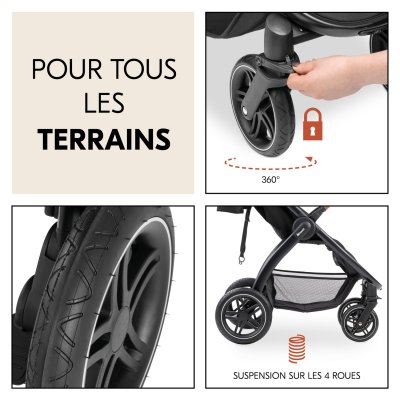 Poussette 4 roues uptown black melange black