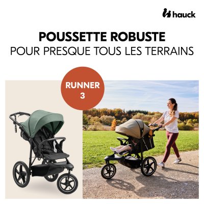 Poussette 3 roues runner 3 jungle green