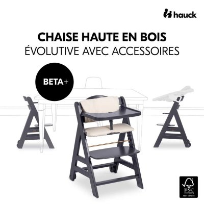Chaise haute évolutive beta+ 3 en 1 dark grey avec newborn set premium dark grey