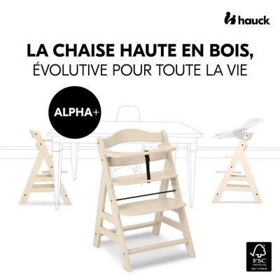 Chaise haute évolutive alpha beige + transat premium dark grey