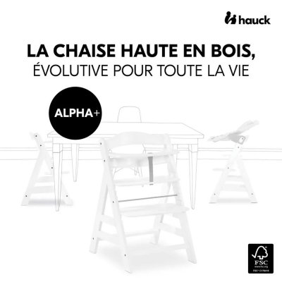 Chaise haute évolutive alpha blanche + transat light grey