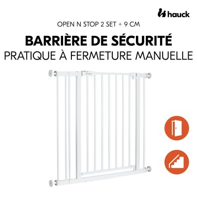 Barrière d'escalier open n stop 2 avec extention +9 cm white