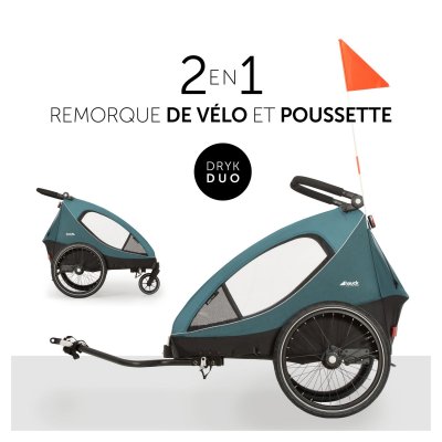 Remorque à vélo dryk duo ocean green