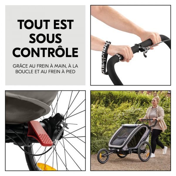 Remorque de vélo dryk duo light grey Hauck