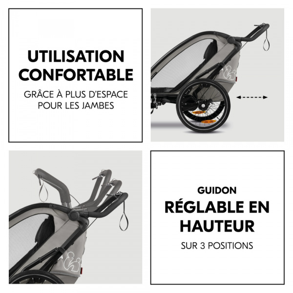 Remorque de vélo dryk duo light grey Hauck