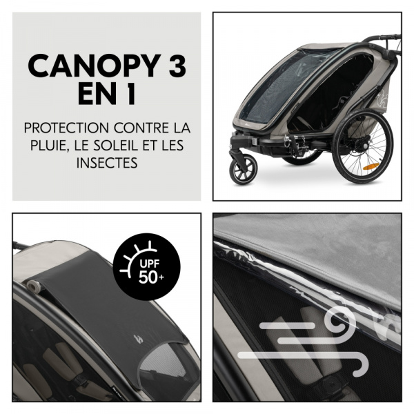 Remorque de vélo dryk duo light grey Hauck