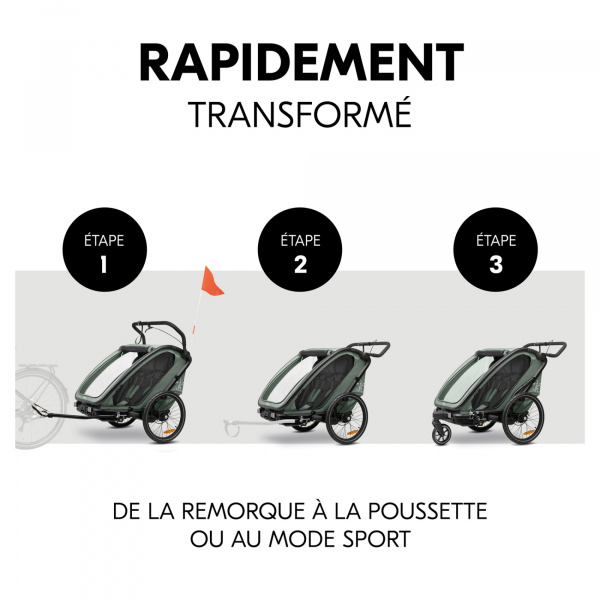 Remorque de vélo dryk duo melange grey Hauck