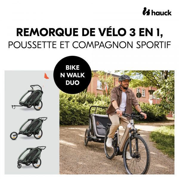 Remorque de vélo dryk duo melange grey Hauck