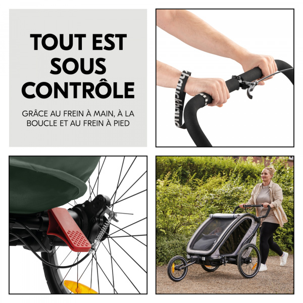 Remorque de vélo dryk duo melange grey Hauck