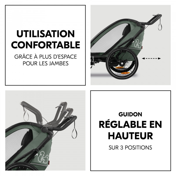 Remorque de vélo dryk duo melange grey Hauck