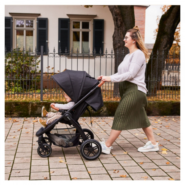 Poussette 4 roues uptown black melange grey Hauck
