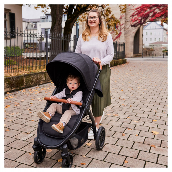 Poussette 4 roues uptown black melange grey Hauck