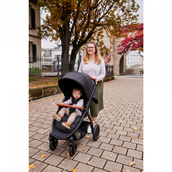 Poussette 4 roues uptown black melange grey Hauck