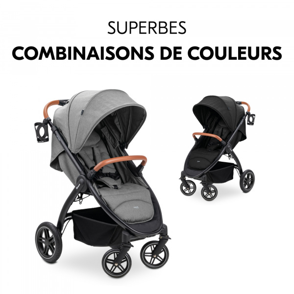 Poussette 4 roues uptown black melange grey Hauck