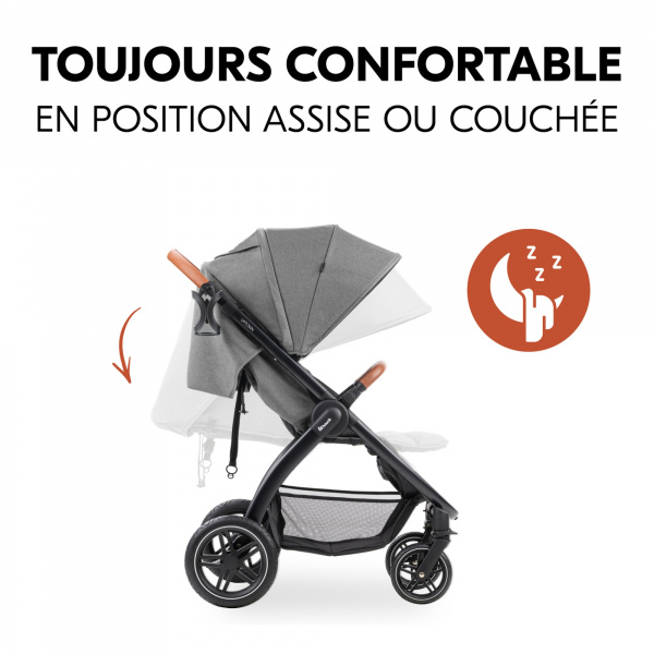 Poussette 4 roues uptown black melange grey Hauck