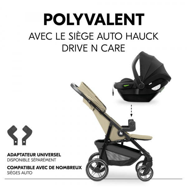 Poussette 4 roues shop n care olive Hauck