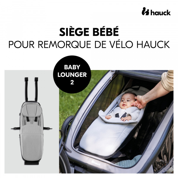 Siège bébé pour remorque de vélo baby lounger 2 grey Hauck