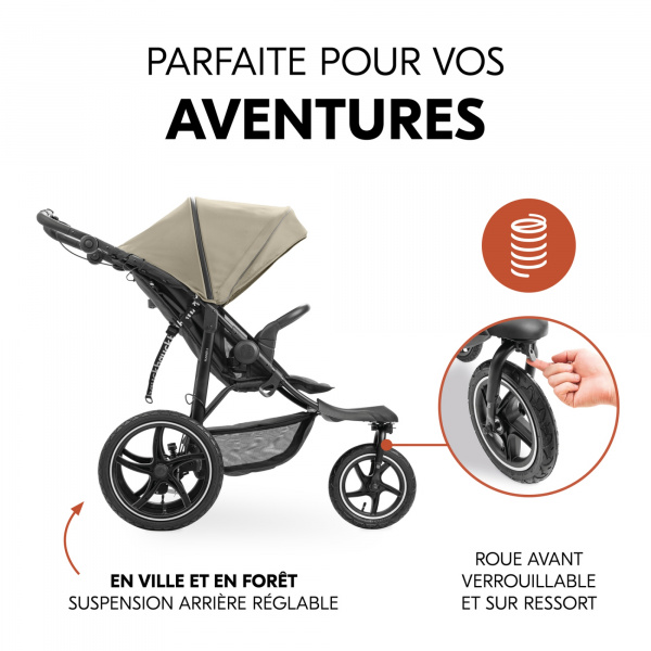 Poussette 3 roues runner 3 olive Hauck