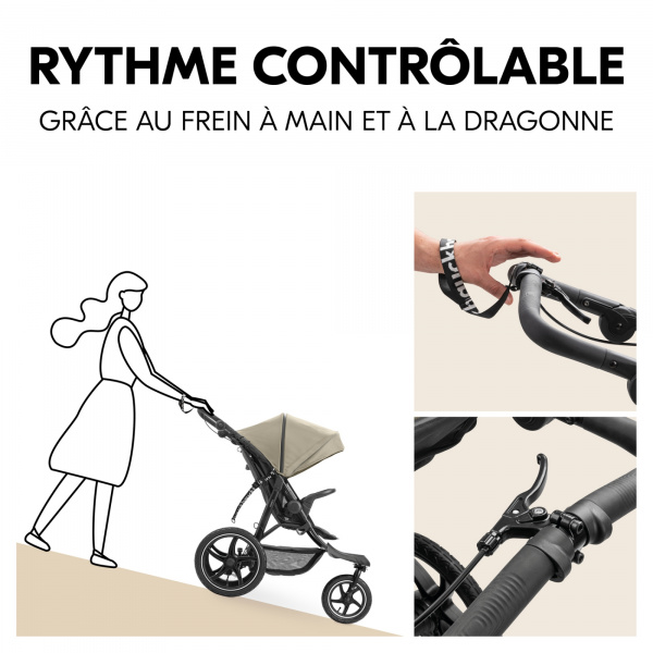 Poussette 3 roues runner 3 olive Hauck