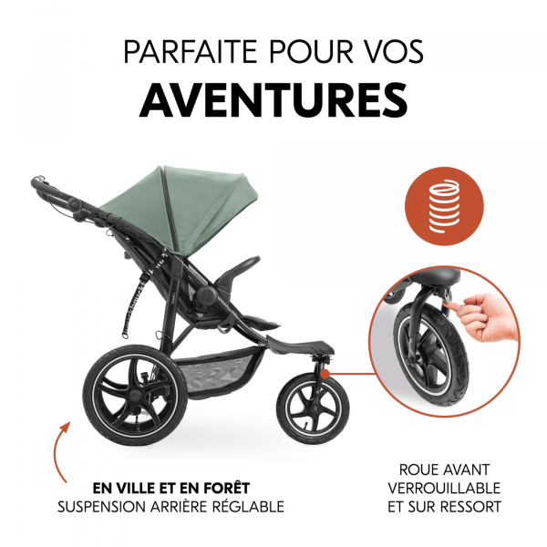 Poussette 3 roues runner 3 jungle green Hauck