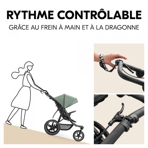 Poussette 3 roues runner 3 jungle green Hauck