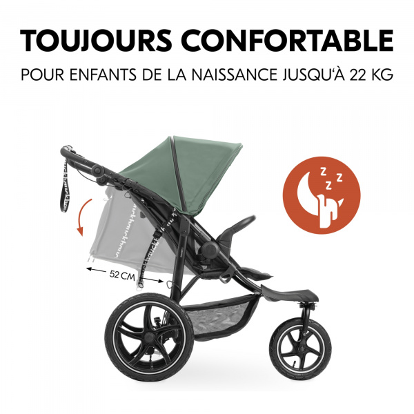 Poussette 3 roues runner 3 jungle green Hauck