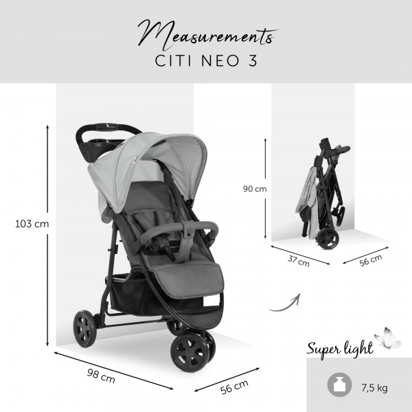 Poussette citi neo 3 grey Hauck