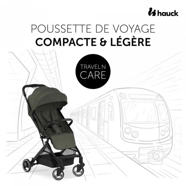 Pack duo poussette compacte travel n care olive + siège auto drive n care avec adaptateurs & base drive n care Hauck