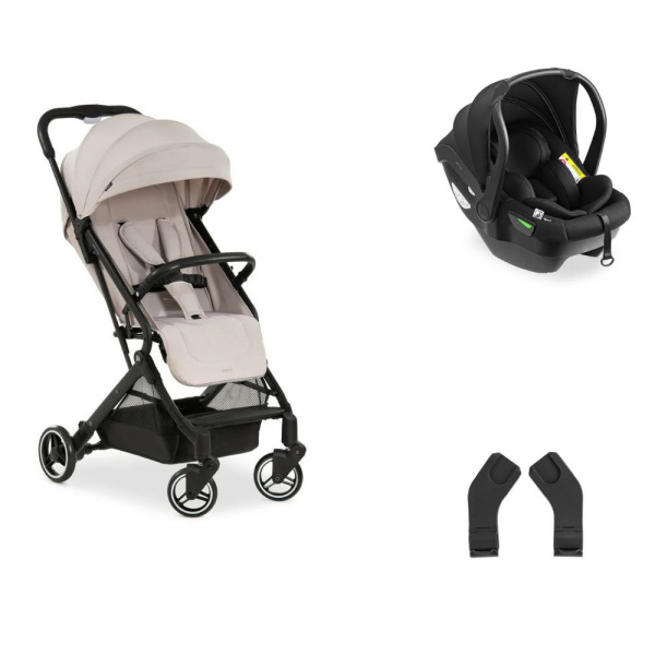Poussette compacte travel n care beige + coque drive n care + adaptateurs Hauck
