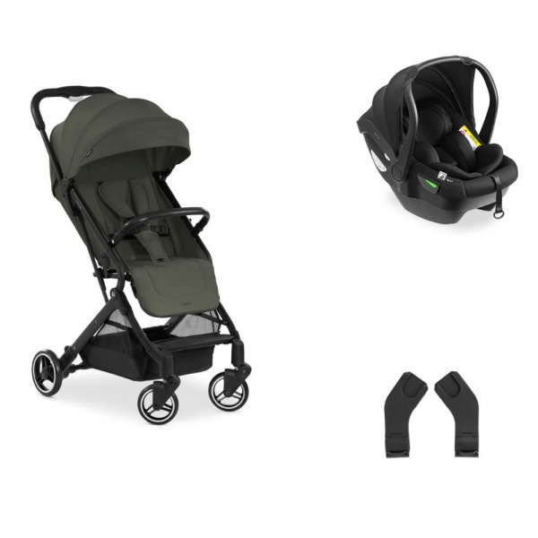 Pack duo poussette compacte travel n care olive + siège auto drive n care avec adaptateurs Hauck