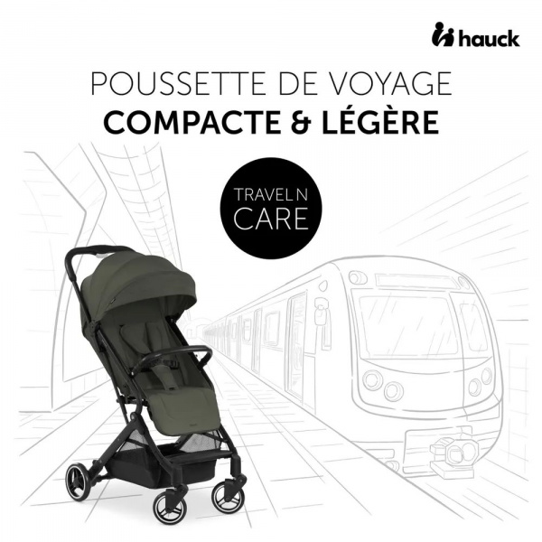 Pack duo poussette compacte travel n care olive + siège auto drive n care avec adaptateurs Hauck