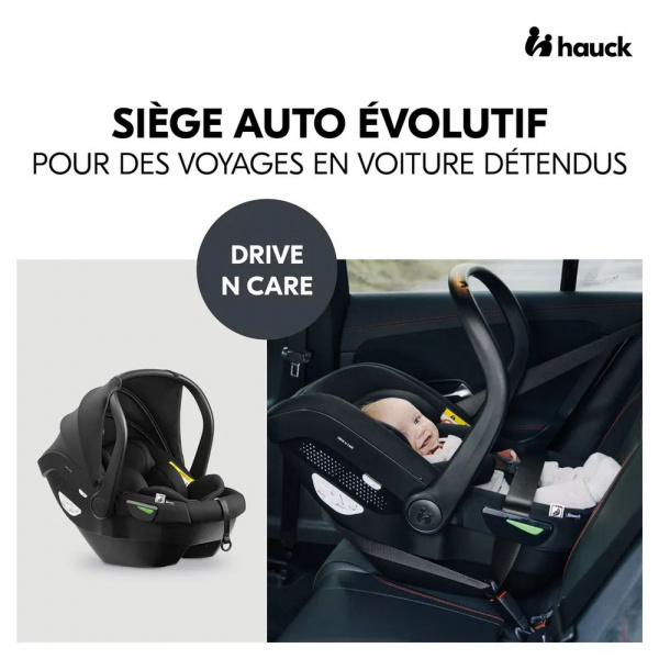 Pack duo poussette compacte travel n care olive + siège auto drive n care avec adaptateurs Hauck