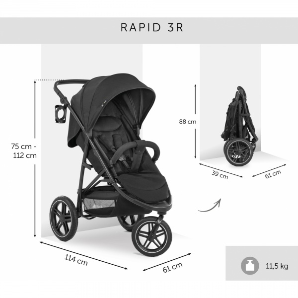 Poussette rapid 3r black Hauck