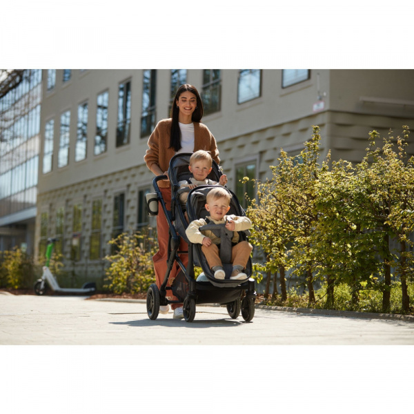 Poussette double atlantic jumeaux melange grey Hauck