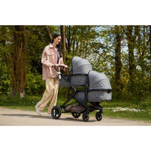 Poussette double atlantic jumeaux melange grey Hauck