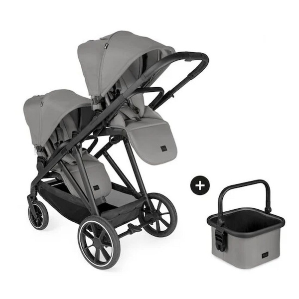 Pack poussette double twin grow n care grey Hauck
