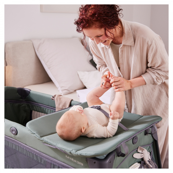 Lit parapluie 3 en 1 play n relax center dark-green Hauck