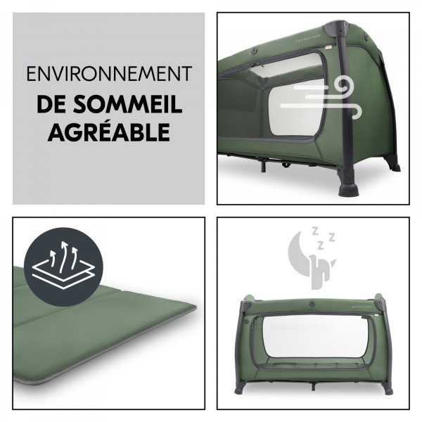 Lit parapluie 3 en 1 play n relax center dark-green Hauck