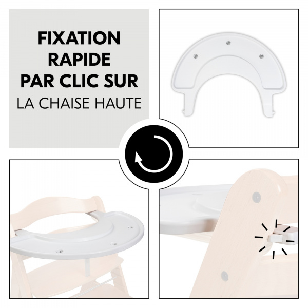 Plateau de jeu pour chaise haute alpha+ bois blanc Hauck