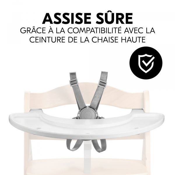 Plateau de jeu pour chaise haute alpha+ bois blanc Hauck