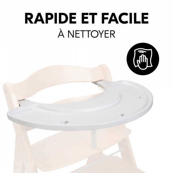 Plateau de jeu pour chaise haute alpha+ bois blanc Hauck
