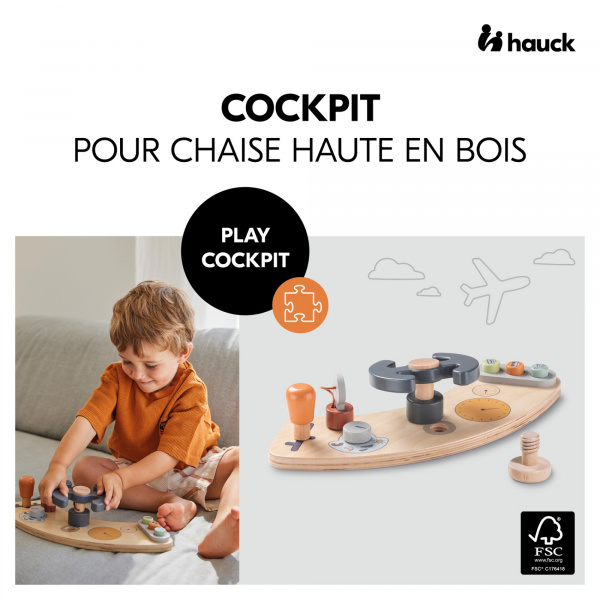 Jeux de plateau pour chaise haute en bois play cockpit Hauck