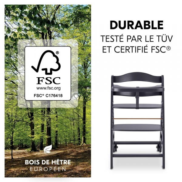 Chaise haute évolutive beta+ 3 en 1 dark grey avec newborn set premium dark grey Hauck