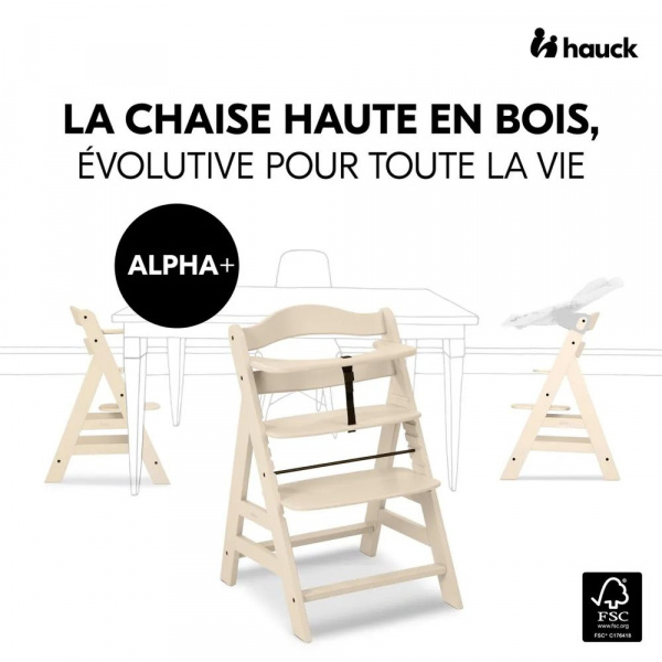 Chaise haute évolutive alpha beige + transat premium dark grey Hauck