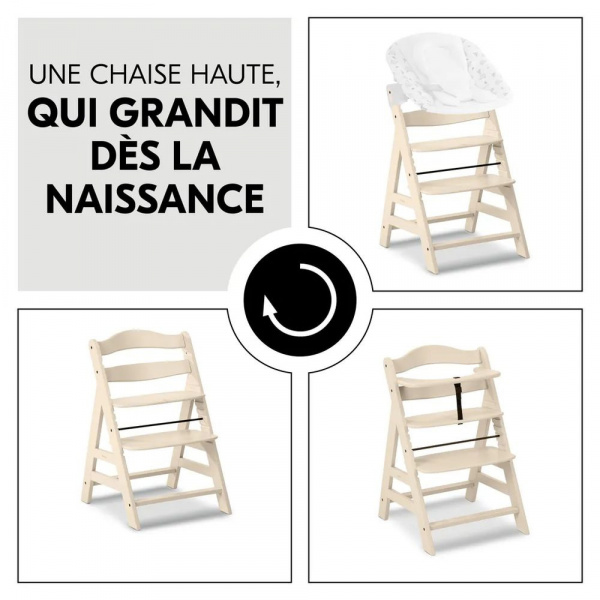 Chaise haute évolutive alpha beige + transat premium dark grey Hauck
