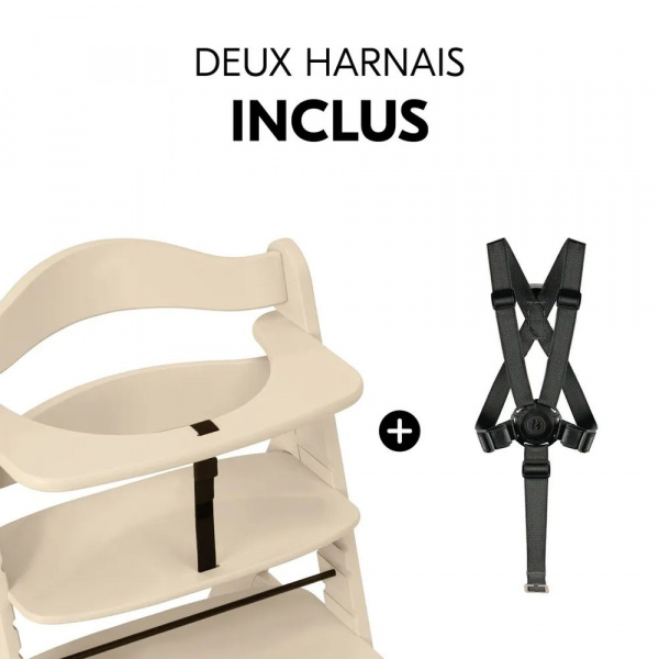 Chaise haute évolutive alpha beige + transat premium dark grey Hauck